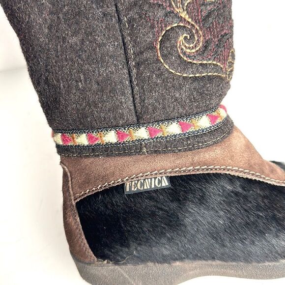 Authentic Tecnica Fur and Boiled Wool Embroidered Boots EUR 37, US 6,5 - Picture 9 of 15